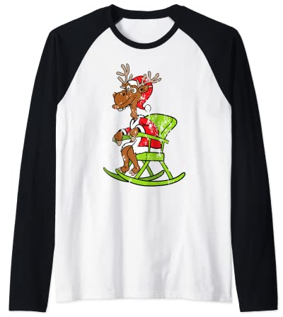 Rentier Schaukelstuhl Weihnachten Santa Claus Vintage Retro Raglan