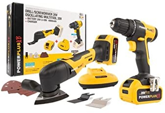 Set mit Schraubendreher und Werkzeug, Mehrzweck-Motor, 20 V, Batterie 4 Ah