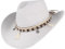 GEMVIE Sombreros de Paja para Mujer Sombrero de Sol Gorra de Playa con Cinta de Concha + UPF50 Ajustable y Empacable Mujer Sombrero de Verano Fedora Trilby (Blanco)
