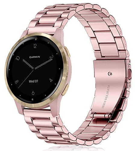 Issinlky métal Bracelet pour Garmin Vivoactive 4S/Venu 2S/Venu 3S/Vivomove 3S,18mm Bracelet acier inoxydable pour Fossil Femme Gen 6/Fossil Femme Gen 5E/Fossil Femme Q Venture HR Gen 4
