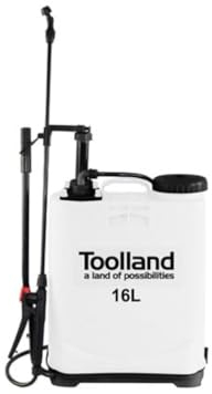 Toolland Rückenspritze, Gartenspritze, Drucksprüher, Giftspritze Drucksprühgerät, Gartensprüher, Unkrautspritze mit Teleskop Sprühlanze, maximale Kapazität 16 Liter, weiß/schwarz