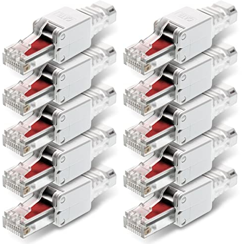 NEXMEX 10x RJ45 CAT 6 Netzwerkstecker werkzeuglos 250 MHz UTP Crimpstecker Stecker ohne Werkzeug für CAT6 CAT6A CAT5e Netzwerkkabel Patchkabel Verlegekabel AWG 22-26 Kabel Ø bis 7,5 mm Ethernet LAN