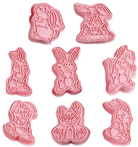 Stempel-Ausstecher - -Keksstempel in Lebensmittelqualität,8-teiliges Antihaft-Backzubehör für Weihnachten, Ostern, Par, Kaninchen-Keksform-Set, Kaninchen-Cartoon-Keks-Stempel Weiting