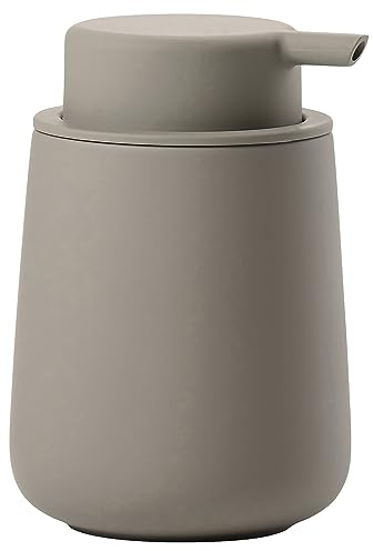 Zone Denmark Nova One Seifenspender fürs Badezimmer, Spender aus Keramik für Handseife/Flüssigseife, Durchm. 8 cm, Höhe 11,5 cm, Fassungsvermögen 250 ml, Taupe