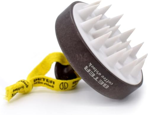 Beter - Cepillo Masajeador para Cuero Cabelludo, ideal para exfoliar - Coffee O'clock - Masajeador capilar - Emulsionador de Champú - Scalp massager - Emulsiona, Masajea y Exfolia - Púas de Silicona