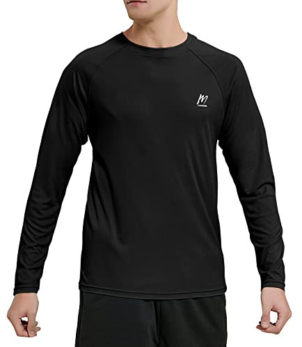 MeetHoo Men's Rash Vest, Rash Guard UPF 50+ UV Swim Shirt Top Quick Dry Sun Protection Long Sleeve Tee for Surfing Running Swimming