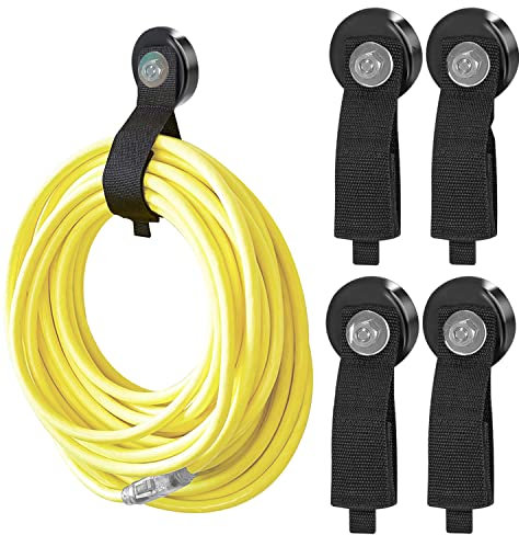 JEEJINYAN 4 PCS 50 Pounds Strong Magnetic Hooks, Magnetic Hooks Heavy Duty with Rubber Coating, Convenient for Hanging and Organizing, Tool Organization for Cars, Garage, Garden, House, Ropes (4)