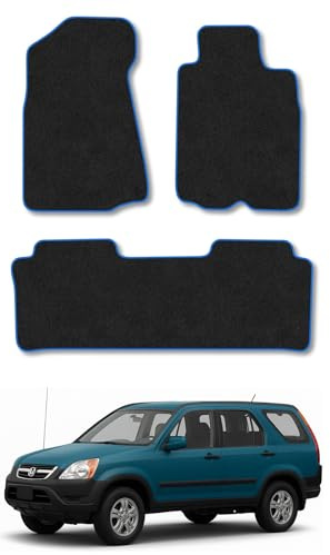 Honda CR-V (2002-2006) Carpet Car Mats | Blue Edge Trim Tailored Fit Floor Mats Full Coverage Protection Accessories Easy Clean Anti Slip Made in the UK