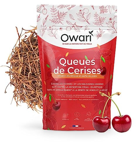 OWARI QUEUES DE CERISES - Tisane Draineur Puissant - Infusion Queue de Cerises en Vrac - Tisane Anti-Retention D'Eau - 100 G - Ingrédients 100% Naturels - Tisane Produite en France