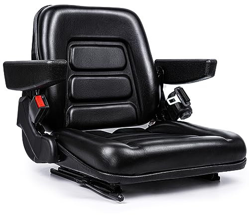 Siège universel pour chariot élévateur, siège de tracteur, avec micro interrupteur, accoudoir et ceinture de sécurité, pour tracteur, tondeuse, chargeuse compacte, chariot télescopique, pelleteuse,