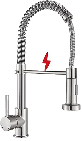 Robinet de cuisine basse pression - Robinet à arc haut - Robinet d'évier de cuisine - Robinet de cuisine - Pivotant à 360° - Deux fonctions de pulvérisation - Convient pour chauffe-eau instantané