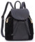 Catwalk Collection Handbags - Damen Rucksackhandtasche Klein - Rucksack Elegant - Leder und Wildleder - Mit Verstellbare Gurte - PIXIE - Schwarz