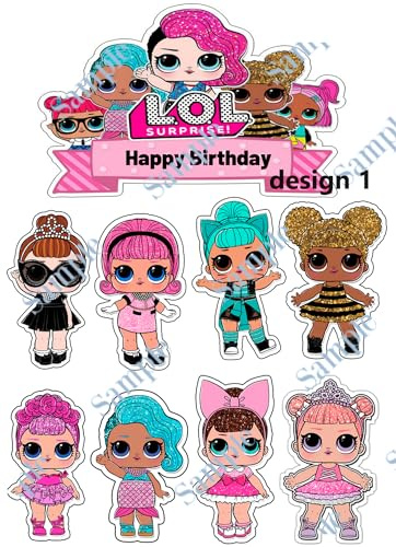 Lol Dolls themed unbranded edible ICING printed sheets, edible cake topper (design 3)