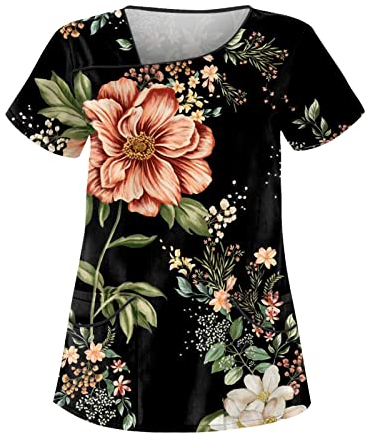 Kasack Damen Pflege, Altenpflege Medizinische Kleidung Berufsbekleidung Arbeitskleidung Pflege Damen, Kittel Damen Berufskleidung, Weihnachts Kasack Damen Arbeitskleidung Küche Damen(5-Black,3XL)