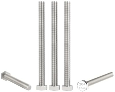 Aopin 5 viti a testa esagonale, in acciaio inox SUS304, M6 x 120 mm, grado 8.8, elementi di fissaggio completamente filettati a macchina