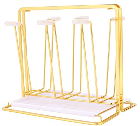 Cabilock Cup Drying Rack with Drain Tray for Bottles Stand with Base for Home Bar Kitchen Pub Use Gold Color