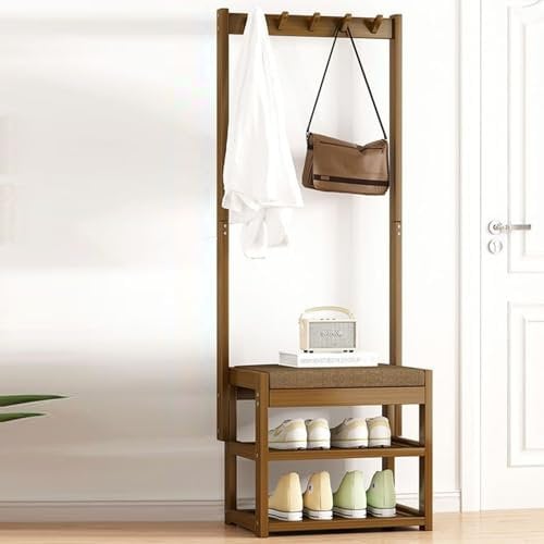Portemanteau, Meuble d’Entrée avec Étagère à Chaussures à 2 Niveaux, Porte-Manteaux Meuble D’entrée avec Crochets, Porte Manteau Vestiaire avec Banc à Chaussures, Salon Entrée Couloir - 50-100cm