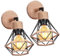 2 Packs Appliques Murales Industrielles Vintages Plafonniers Luminaires Interieur en Métal et Chanvre Corde Lampe Murale Bois Réglable Design pour Cuisine Salon Chambre (16cm-B-2pcs)