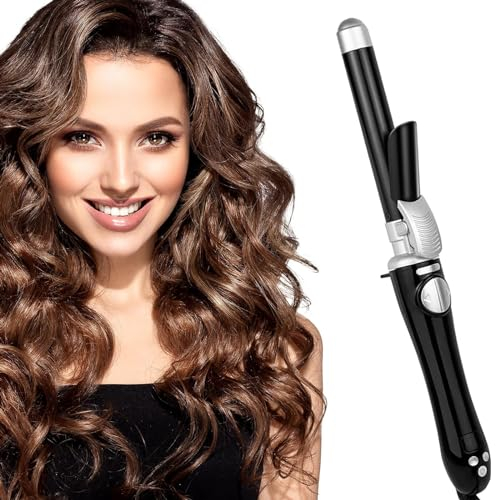 XINYUNXIN Curling Iron with Long Wand, Rotating Automatic Curling Iron, 13-Speed Temperature Adjustable, 30 Seconds Instant Heating, 1H Automatic Shut-Off, Anti-Scald, 110-240V Dual Voltage (A)