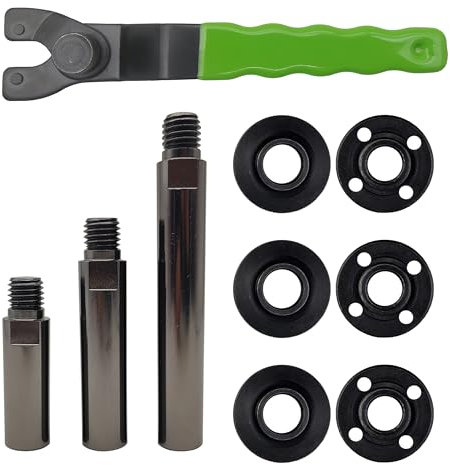 5/8-11 Glossy Black Angle Grinder Extension Shaft Connecting Rod with Grinder Adjustable Spanner Wrench Flange Nut kit Car Polisher Airway Buff Extender Rotary Extension Kit(Black 3 & 4 & 5.5)