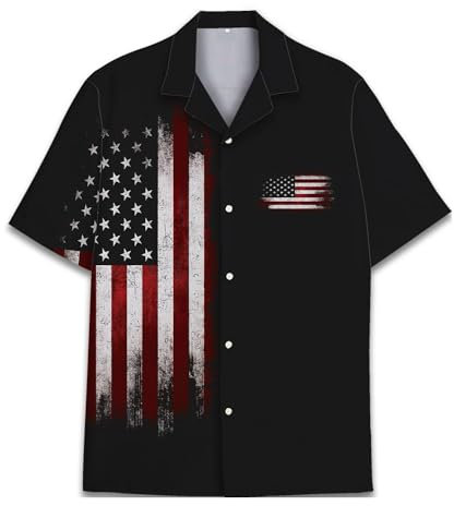 Vintage Version Lustiges Hawaii-Horror-Hemd, Halloween, tropische Blume, Strandgeschenk, lässig, kurzärmelig, Knopf, Flagge der USA, 5XL