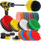 Drill Brushes Attachment Set 28 Pack Extended Long Attachment Power Scrubber Brushes for Cleaning Great for Car Carpet Floor Bathroom Toilet Kitchen Ceramic Surface Multicolor