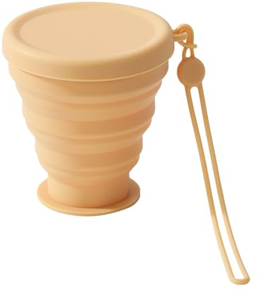 SAVOSWEET Voyage Pliables, Tasses en Silicone Pliables avec Couvercles, Tasses Rétractables Portables, Adaptées pour Pique-Nique, Camping, Randonnée en Plein Air. (jaune)