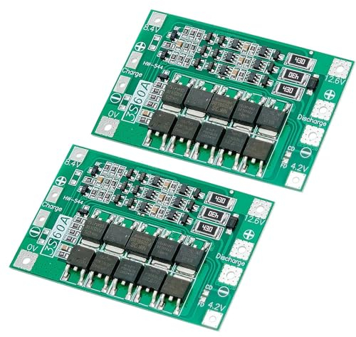 PENGLIN 2 Stück 3S 11.1V 12.6V 60A mit Balance 18650 Ladegerät PCB BMS Schutzplatine Li-Ion Lithium Akku Ladegerät Schutzplatine Balance Lademodul für Drill Motor