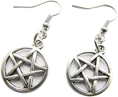 Silber Pentagramm Ohrringe, Pentagramm, Ohrringe, Boho, Schutzohrringe, fünf Elemente, Spirit Earth Air Fire Water Praktisches Design und Langlebig