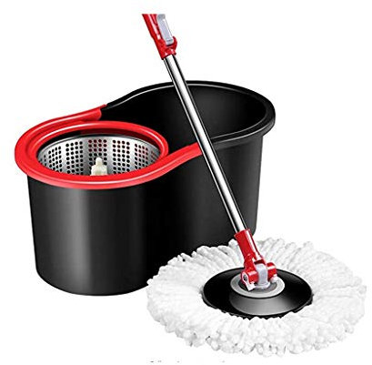 360 Degree Spin Mop, Floor Cleaning System, Stainless Steel Dry Basket for Home, Office and Kitchen vision