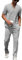 DONYKARRY 2-Teilige Herren Jogging Anzug Trainingsanzug Sportanzug Aus Baumwolle Fitnessraum Kurzarm Oben+ Hose Tracksuit Atmungsaktiv Hausanzug Set(Grau,M)