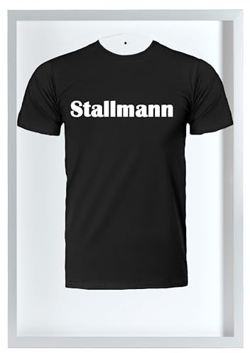 Stallmann Design Trikotrahmen 'Easy Click & Fill' mit Tür | Rahmen-Farbe: Aluminum-Optik | Hintergrund: Weiß | Größe: 70 x 90 cm | hochwertige und leicht zu befüllende Vitrine für Trikots