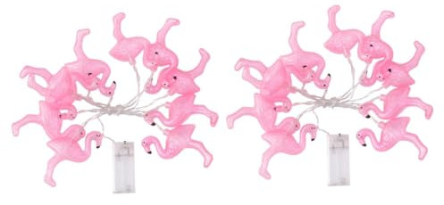 Cabilock 2 Pièces De Ficelle suspensions hawaïennes Guirlande Lumineuse Flamant Rose décorations d'extérieur Flamants Roses lumières Tropicales menées Christmas Lights Guirlande Electrique