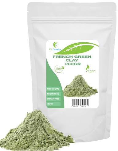 Französische grüne Tonerde (French green clay)– 200 g – DIY-Gesichtsmasken, Körpermasken, Haarmasken, sanfte Peelings und Scrubs, Seifenherstellung, Anti-Aging und Hautstraffung, natürlich