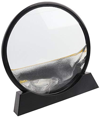 Zisemeil Peinture de sable fluide 3D en forme de sablier - Décoration de paysage fluide - Décoration de sable mouvant (30,5 cm, noir)