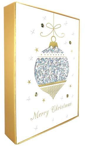 Box of 5 Winter Glow Merry Christmas Bauble Hand-Finished Christmas Cards BXW005
