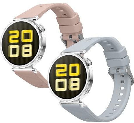 kwmobile Straps Compatible with Huawei Watch GT5 41mm / GT5 Pro 42mm / Watch GT4 41mm Straps - 2x Replacement Silicone Watch Bands - Smartwatch or Fitness Tracker - Light Blue/Dusty Pink