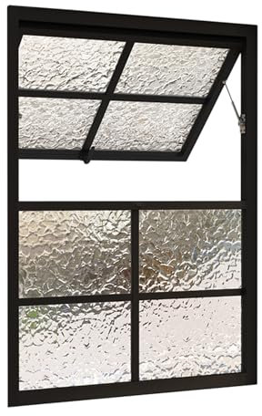 HJLKDYM Flippup Parabrisas, Wahita/Negro Enjuagar Monte Cobertizo Ventana con Templado Vaso para Floristerías Tiendas De Ropa Cafeterias Tiendas De Artesanía(Black-B,60x100cm)