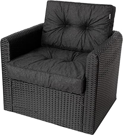 Bjird Sesselkissen 2-teilig – Sitzkissen & Rückenkissen für Rattansessel, Stuhlkissen, Rattanmöbel & Gartenmöbel – Outdoor Auflage – wasserabweisend, rutschfest, Oeko-TEX - Schwarz - 68x68 cm