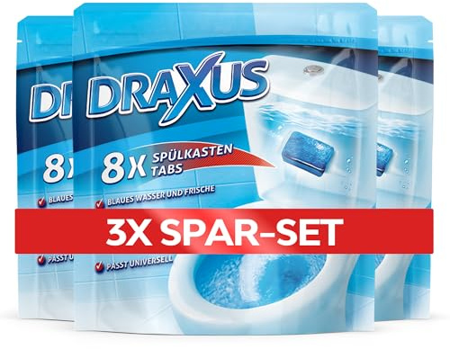 DRAXUS 8x Spülkasten Tabs I Wasserkastenwürfel für den Spülkasten I WC Tabs färben das Wasser blau I Sorgen für Frische und hygienische Sauberkeit (3x Spar-Set)