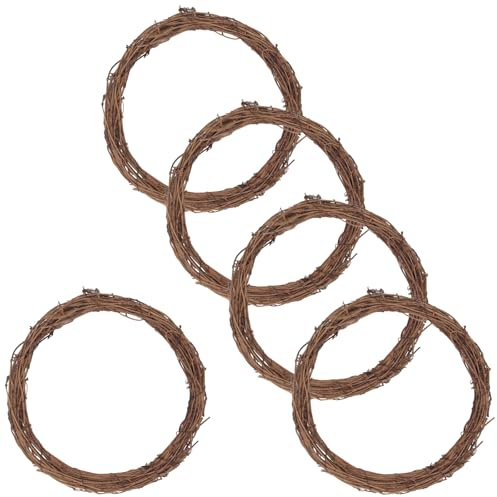 LEXININ 5 Pcs 30cm Grapevine Wreath, Vine Branch Rattan Wreath Ring for DIY Craft, Front Door Wall Hanging, Wedding Party Decors