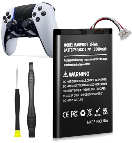 3000mAh Battery for Sony PlayStation Dualsense Edge Controller, New Upgrade High Capacity Replacement Battery for Sony PS5 Dualsense Edge Wireless Controller with Repair Tool Kit