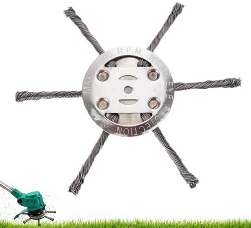 Vultriox Grastrimmer Stahldraht-Trimmerkopf, 150 mm Unkrautbürste für Rasentrimmer & Freischneider, 3-Kopf Ersatzkopf für Gras, Moos, Unkraut, Kanten & Fugen (1, 6 Kopf)