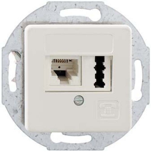 Rutenbeck 13311301 Steckdose, 1 x iae/UAE f+neutrale Zentralplatte, Polarweiß