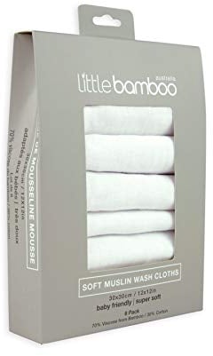Little Bamboo Muslin Baby Wash Cloths - Pack of 6