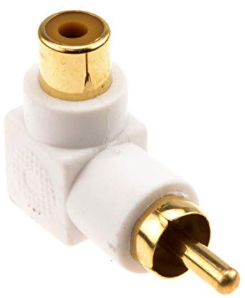 kenable Adaptador de Audio RCA en ángulo Recto, Enchufe de Audio Blanco a zócalo, Chapado en Oro