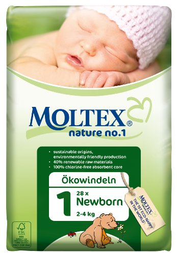 Moltex Nature No1 Eco Nappy Newborn Size 1 (2-4 kg/4-9 lb)-Pack of 28 Nappies