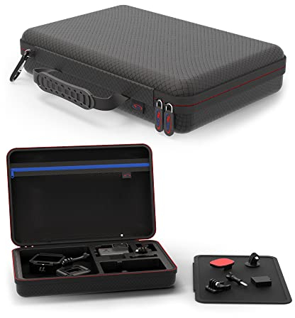 Digicharge Carry Case for Action Cameras Gopro Hero13 Hero12 Hero11 Max/DJI Osmo Action 5 / Hero10 Hero 13 12 11 Mini 10 9 8 Akaso Apexcam Dragon Touch Vemont Cam Large 34x24x7cm