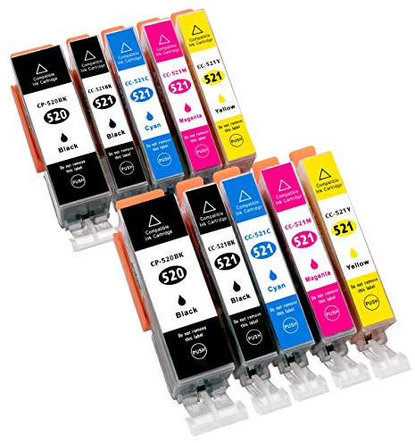 ESMONLINE 10 kompatible XL Druckerpatronen (5 Farben) als Ersatz für PGI-520 / CLI-521 Canon Pixma iP 3600 4600 4700 MX 860 870 MP 540 550 560 620 630 640 980 990 PGI520 CLI521