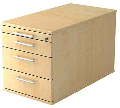 Rollcontainer TC mit 3 Schubladen, 42,8 x 80 x 51,2 cm, Ahorn, Relinggriff